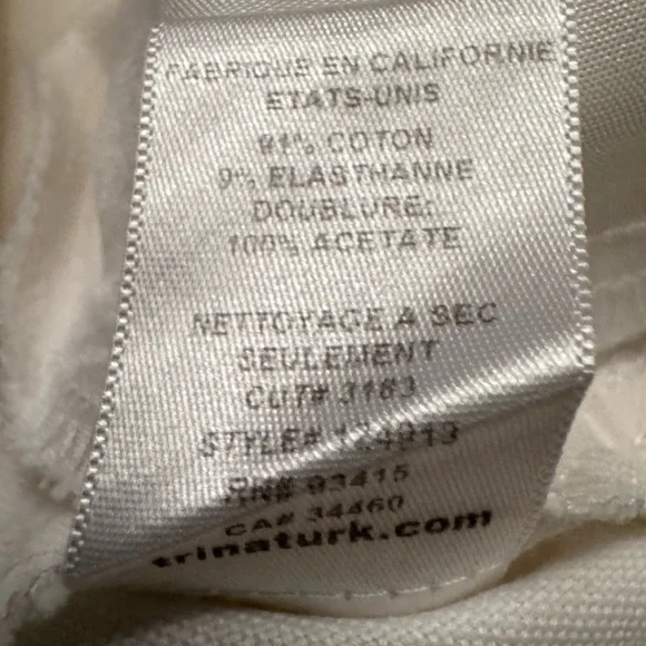 Trina Turk White Cropped Pants Size 8 Cotton Stretch Tailored Made in USA - Picture 6 of 7